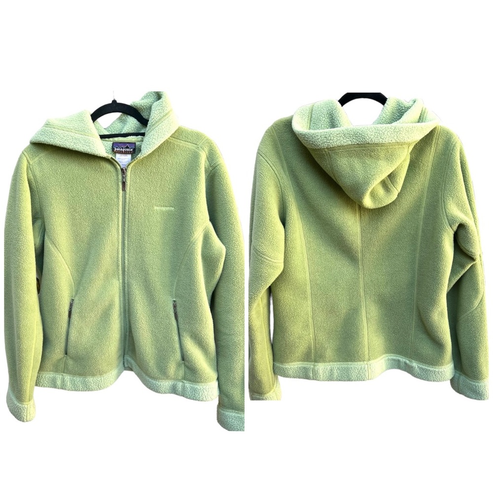 Patagonia Synchilla Jacket Womens Size L Green Zip Up Outdoors Hood
